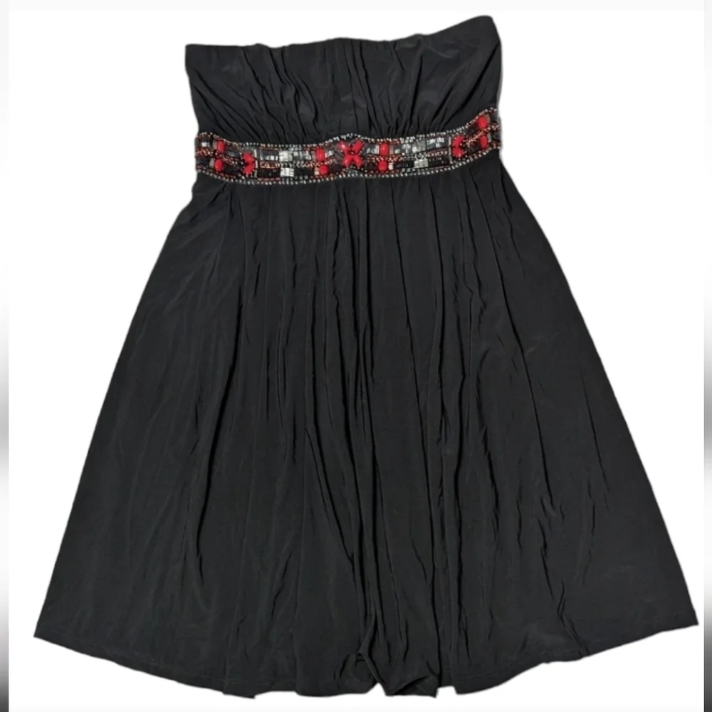 White House Black Market Womens Dress Strapless Jersey Beads Christmas Holiday 6